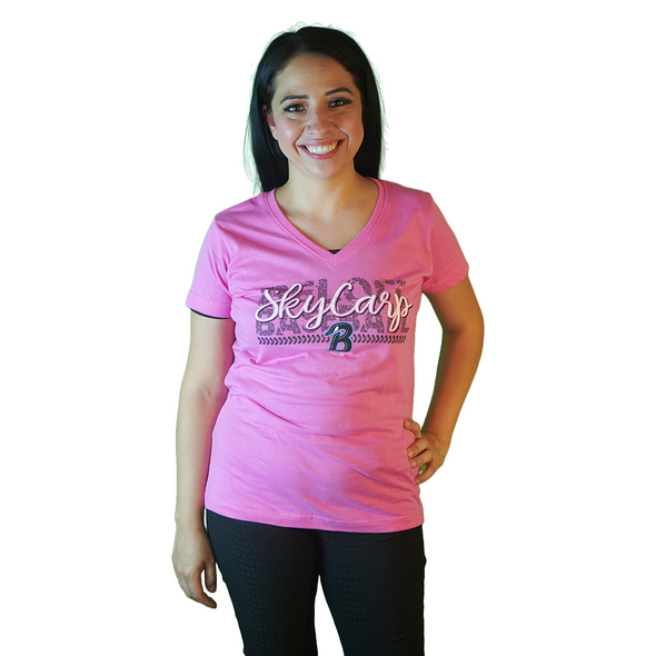 Beloit Sky carp Ladies Raspberry V-Neck T-Shirt