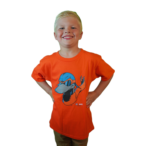 Beloit Sky Carp Marvel's Defends of the Diamond OT Youth Orange Primary T-Shirt
