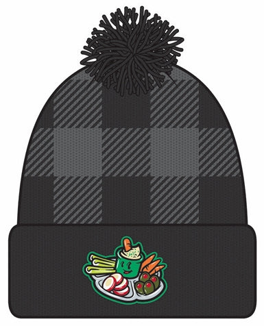 Wisconsin Supper Clubbers Black/Charcoal Plaid Watch Cap w/ Pom *PRE-ORDER*NEW*