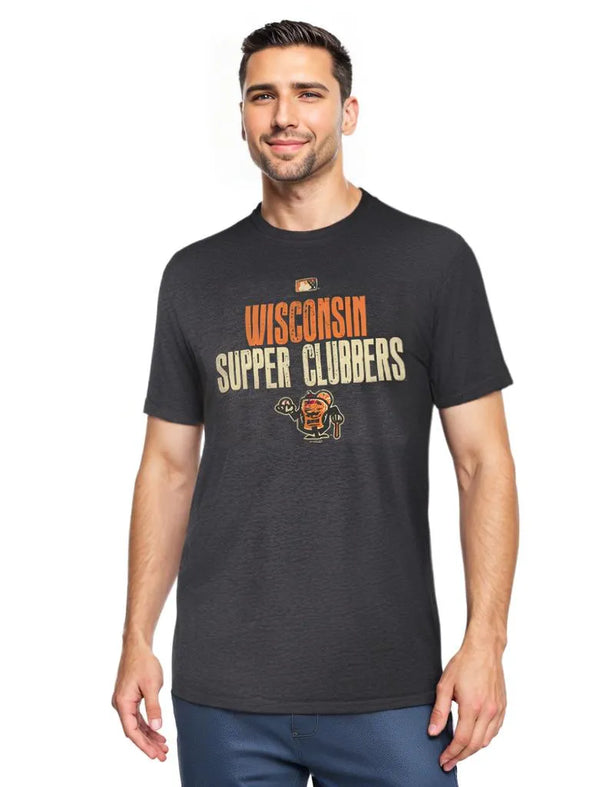 Wisconsin Supper Clubbers Dark Gray Heather Vexed T-Shirt